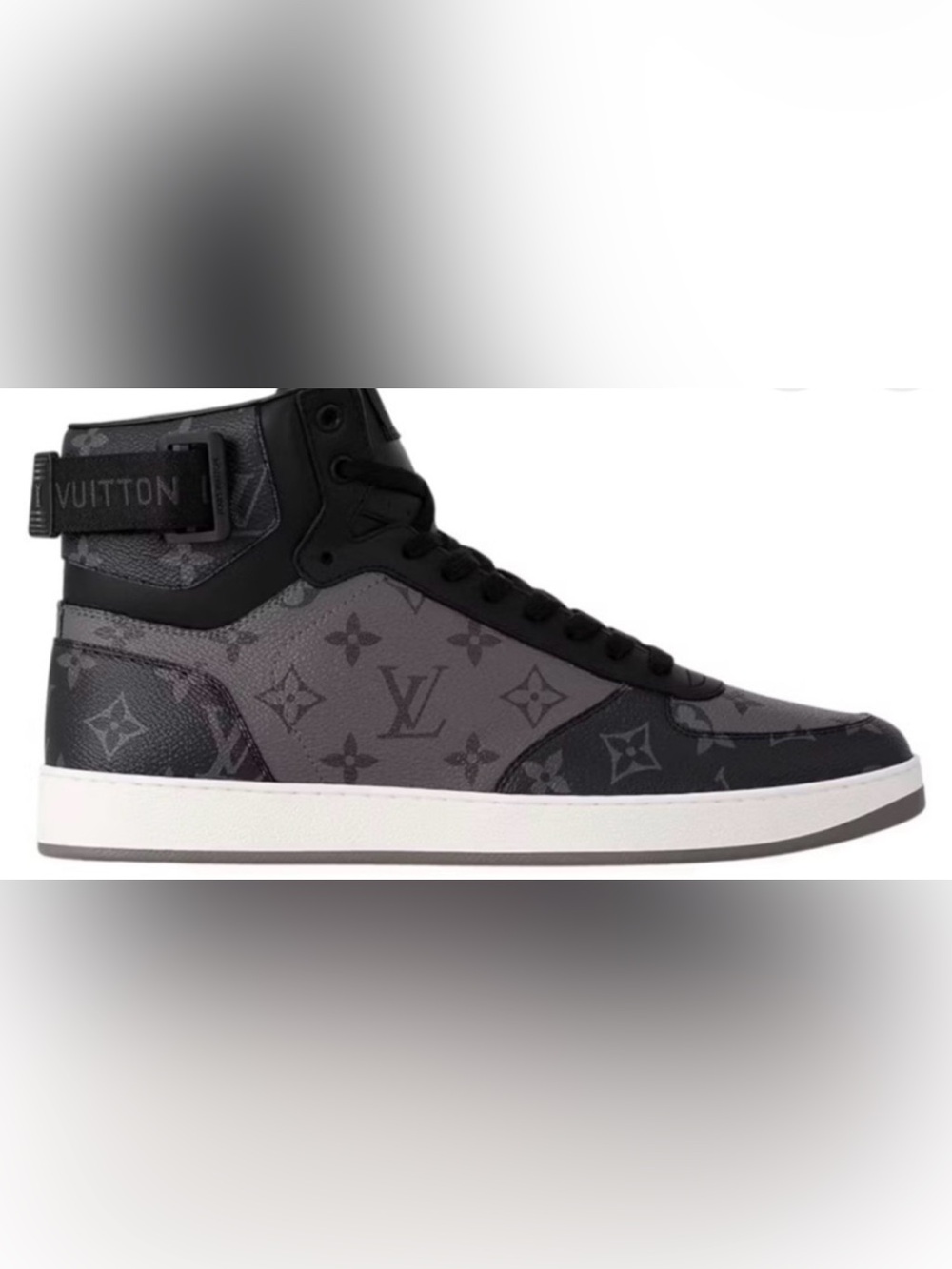 Louis Vuitton Men’s Gray and Black Monogram High-Top Sneakers
